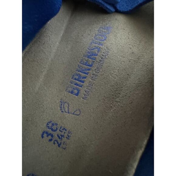 Birkenstock Bright Blue Suede Slides SZ 38 Made in Germany - Picture 4 of 5